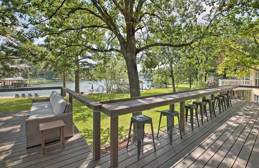 Deck, Fire Pit: Waterfront Lake Hamilton Home-1